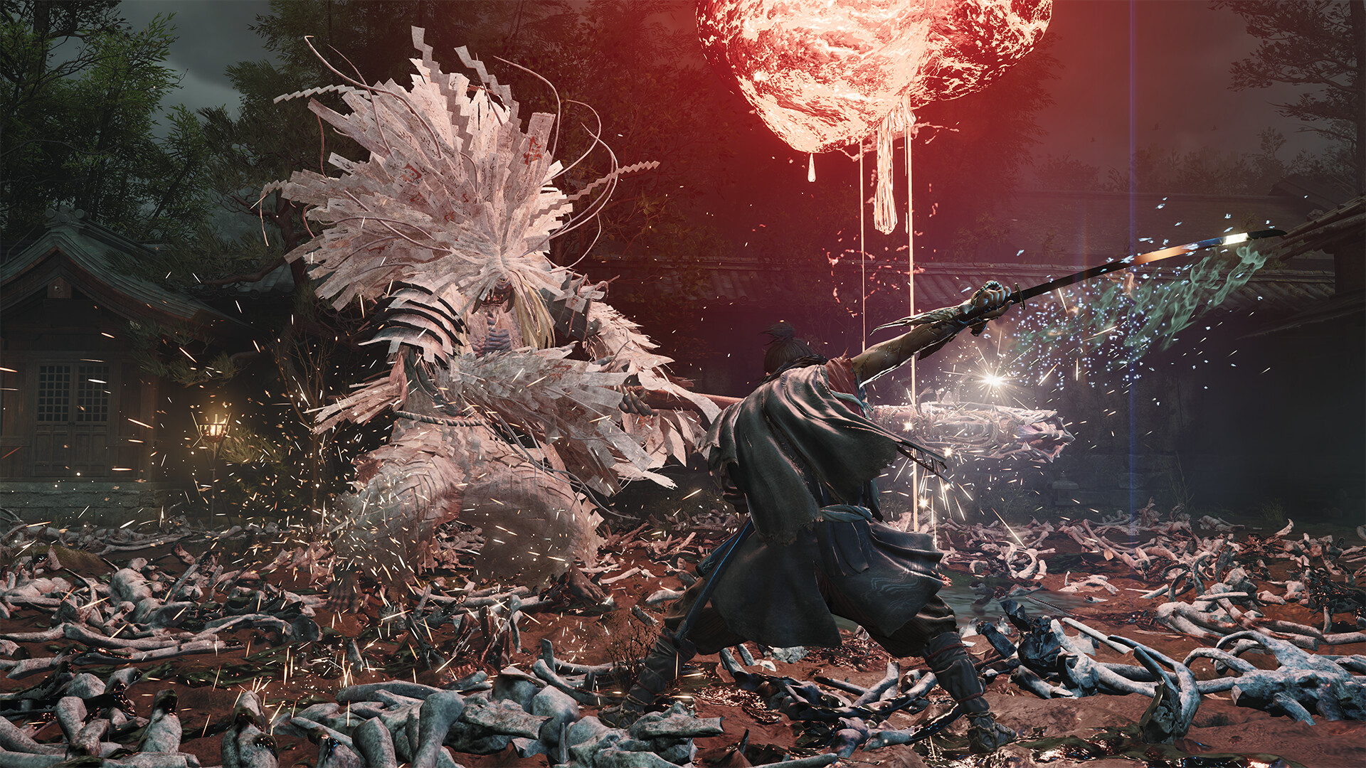 Musashi uses an Oni Armament against a towering Genma during the early journey